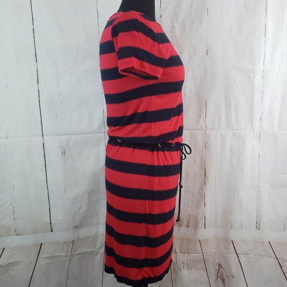 Michael Kors Striped Drawstring Waist Dress Sz S - Picture 3 of 8